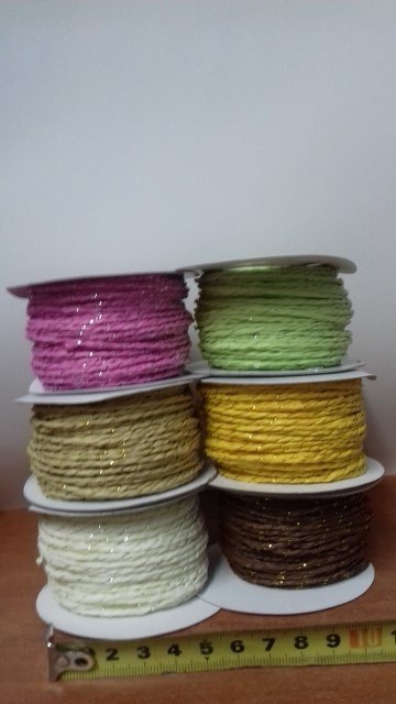 Wstążka 6szt papier+ srebrna/złota nić 30m 3626 Wstążka 6szt papier+ srebrna/złota nić 30m 3626
