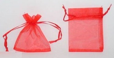 Torebki z materiału tiul 20 x 14 cm czerwone 12szt. 4969 Torebki z materiału tiul 20 x 14 cm czerwone 12szt. 4969