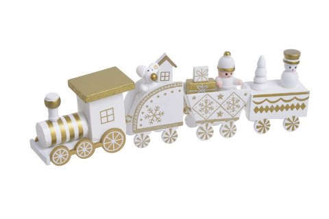 Drewniany pociąg świąteczny 4szt. 18,5cm x 2,5cm x 5,5cm Biały RD23B-6168 Drewniany pociąg świąteczny 4szt. 18,5cm x 2,5cm x 5,5cm Biały RD23B-6168