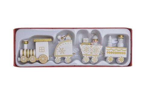 Drewniany pociąg świąteczny 4szt. 18,5cm x 2,5cm x 5,5cm Biały RD23B-6168 Drewniany pociąg świąteczny 4szt. 18,5cm x 2,5cm x 5,5cm Biały RD23B-6168