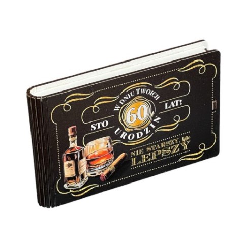 Pudełko na pieniądze 16 x 9,5cm banknotówka na 60 urodziny WHISKY 3302-WY60 Pudełko na pieniądze 16 x 9,5cm banknotówka na 60 urodziny WHISKY 3302-WY60