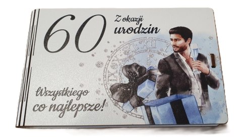 Pudełko na pieniądze 16 x 9,5cm banknotówka na 60 urodziny kolor ELEGANT PAN 3302-EPN60 Pudełko na pieniądze 16 x 9,5cm banknotówka na 60 urodziny kolor ELEGANT PAN 3302-EPN60