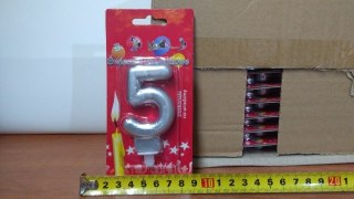 Świeczka 24szt. cyfra srebrna ,,5''