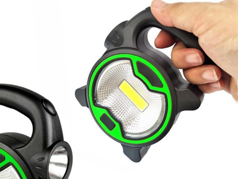 Mocna lampa latarka warsztatowa led cob z uchwytem halogen na baterie 11303_Z Mocna lampa latarka warsztatowa led cob z uchwytem halogen na baterie 11303_Z