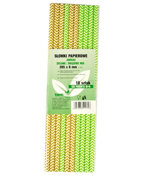 Słomki papierowe paski kolorowe 205 x 6 mm 10 szt X10 KPL 80-48 Słomki papierowe paski kolorowe 205 x 6 mm 10 szt X10 KPL 80-48