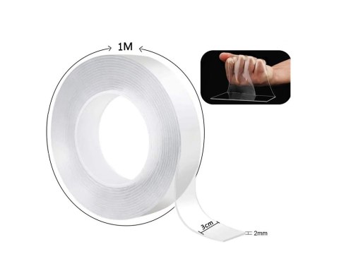 Taśma dwustronna przezroczysta nano tape mocna 1m Taśma dwustronna przezroczysta nano tape mocna 1m