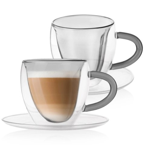 Filiżanki termiczne ze spodkiem z podwójną ścianką do kawy i herbaty DOUBLE 160 ml 2 szt. Filiżanki termiczne ze spodkiem z podwójną ścianką do kawy i herbaty DOUBLE 160 ml 2 szt.