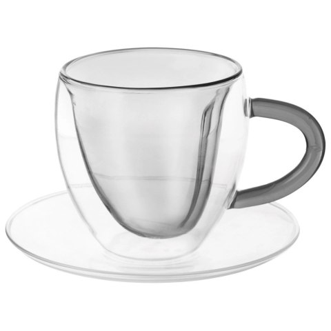 Filiżanki termiczne ze spodkiem z podwójną ścianką do kawy i herbaty DOUBLE 160 ml 2 szt. Filiżanki termiczne ze spodkiem z podwójną ścianką do kawy i herbaty DOUBLE 160 ml 2 szt.
