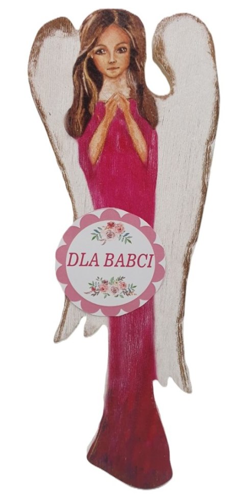 Anioł drewniany malowany dla Babci 30 cm Anioł drewniany malowany dla Babci 30 cm