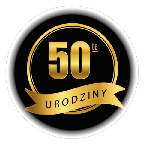 Naklejki 50 - te urodziny średnica 55 mm - 12szt Naklejki 50 - te urodziny średnica 55 mm - 12szt