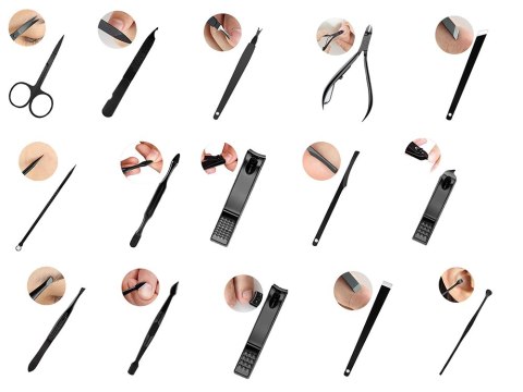 Zestaw manicure cążki nożyczki paznokci 16el etui Zestaw manicure cążki nożyczki paznokci 16el etui