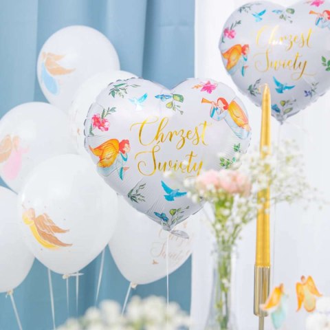 Balon foliowy serce CHRZEST ANIOŁY 45cm Balon foliowy serce CHRZEST ANIOŁY 45cm