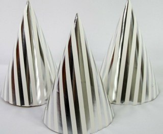 Czapeczka papierowa srebrne paski 8151 Ozdboż-0015pasysr