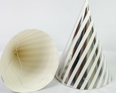 Czapeczka papierowa srebrne paski 8151 Ozdboż-0015pasysr Czapeczka papierowa srebrne paski 8151 Ozdboż-0015pasysr