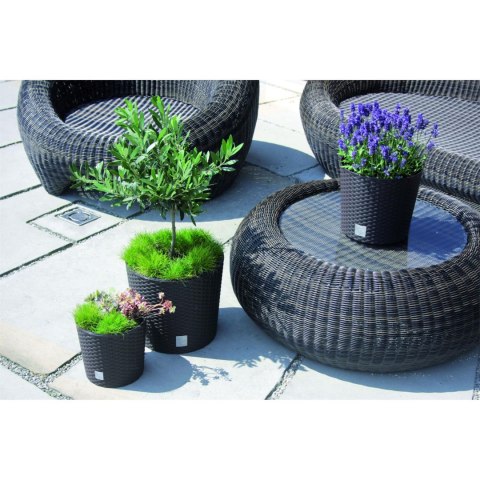 Donica w wkładem rattan RATO Round 20xh19 cm ANTRACYT Donica w wkładem rattan RATO Round 20xh19 cm ANTRACYT