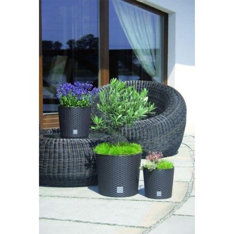 Donica w wkładem rattan RATO Round 20xh19 cm ANTRACYT Donica w wkładem rattan RATO Round 20xh19 cm ANTRACYT