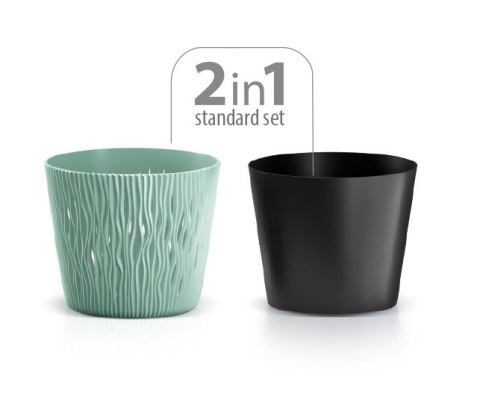 Doniczka okrągła + wkład Sandy Round - 16xh14cm - BIAŁA Doniczka okrągła + wkład Sandy Round - 16xh14cm - BIAŁA
