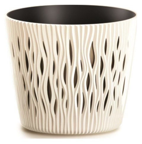 Doniczka okrągła + wkład Sandy Round - 19xh16,5cm KREM Doniczka okrągła + wkład Sandy Round - 19xh16,5cm KREM