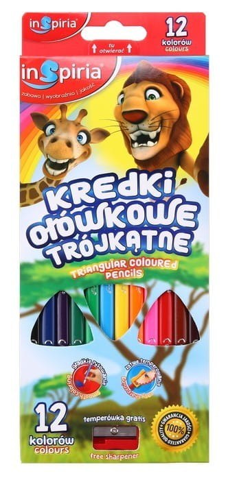 Kredki 12szt trójkątne INSPIRIA 3934 Kredki 12szt trójkątne INSPIRIA 3934