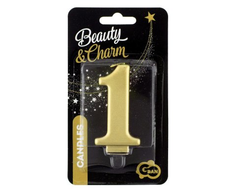 Świeczka cyfra 1 urodziny, metalik złota, 8 cm PF-SCZ1 Świeczka cyfra 1 urodziny, metalik złota, 8 cm PF-SCZ1