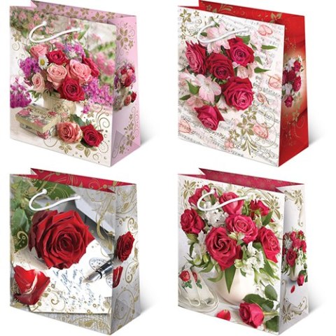 Torebki ozdobne 10szt. XL set 120 Róża Romantyczna 30 x 36,5 x 13 cm Torebki ozdobne 10szt. XL set 120 Róża Romantyczna 30 x 36,5 x 13 cm