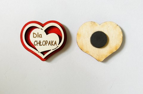 Magnes 5cm serce drewniane Chłopak -5szt Magnes 5cm serce drewniane Chłopak -5szt