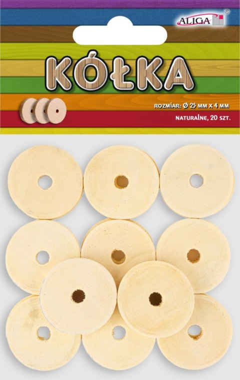 Kółka drewniane naturalne 25mm 20szt. PK-0903 Kółka drewniane naturalne 25mm 20szt. PK-0903
