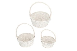Kpl Koszyk wiklinowy biały 3szt.30x35cm, 25x11,5, 20x25 cm