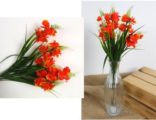 Bukiet sztuczny ŁUBIN z trawą 34 cm 5 łodyg POMARAŃCZOWY MZ-084D