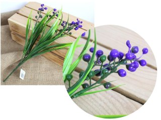 Bukiet sztuczny drobne kuleczki z trawą 34 cm 5 łodyg GRANATOWY MZ-078E