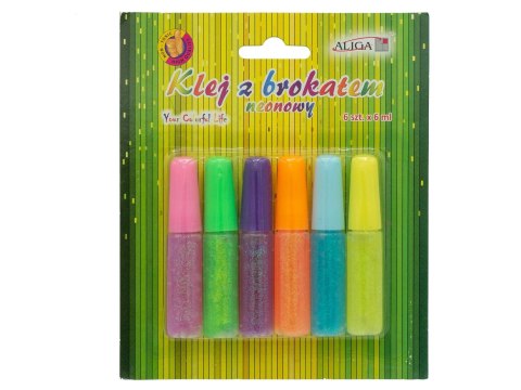 Klej z brokatem 6szt. NEON 6ml | GG-706 Klej z brokatem 6szt. NEON 6ml | GG-706
