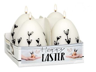 Świeca 4szt. JAJKO 60 / 45 EASTER PALM MATOWY BIAŁY