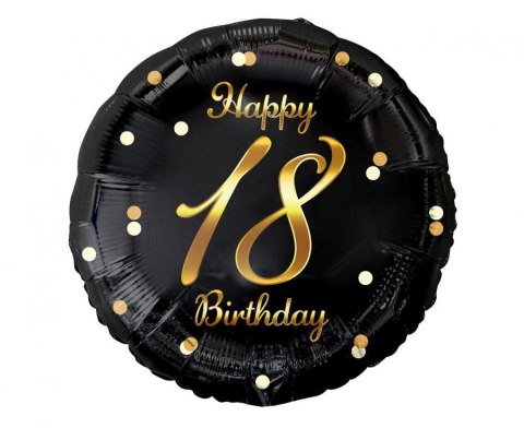 Balon foliowy B&C Happy 18 Birthday czarny nadruk złoty 18" | FG-O18C Balon foliowy B&C Happy 18 Birthday czarny nadruk złoty 18" | FG-O18C
