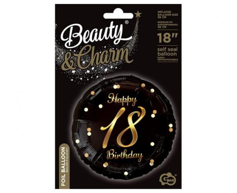 Balon foliowy B&C Happy 18 Birthday czarny nadruk złoty 18" | FG-O18C Balon foliowy B&C Happy 18 Birthday czarny nadruk złoty 18" | FG-O18C