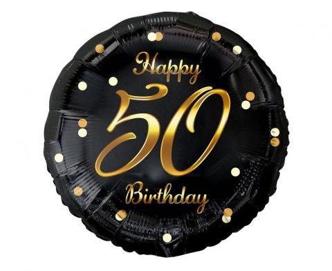 Balon foliowy B&C Happy 50 Birthday czarny nadruk złoty 18" | FG-O50Z Balon foliowy B&C Happy 50 Birthday czarny nadruk złoty 18" | FG-O50Z