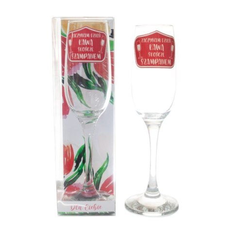 Kieliszek do szampana "Zaczynam dzień kawą kończę szampanem". 200 ml Kieliszek do szampana "Zaczynam dzień kawą kończę szampanem". 200 ml
