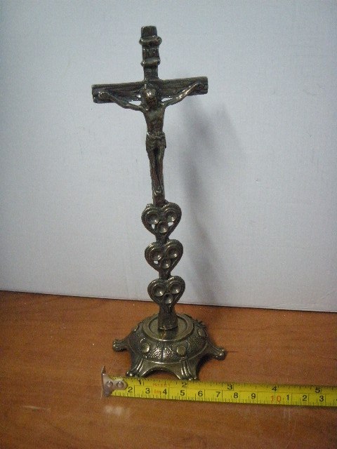 Krzyż metalowy stojący serce 21cm | 6502 Krzyż metalowy stojący serce 21cm | 6502