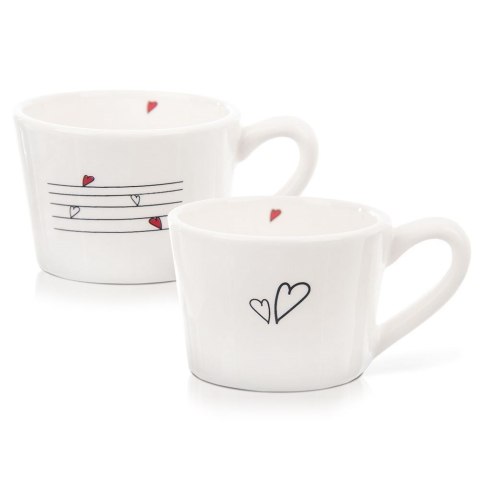 Kubki / filiżanki z uchem ceramiczne białe SERDUSZKA zestaw 2 szt. 210 ml Kubki / filiżanki z uchem ceramiczne białe SERDUSZKA zestaw 2 szt. 210 ml