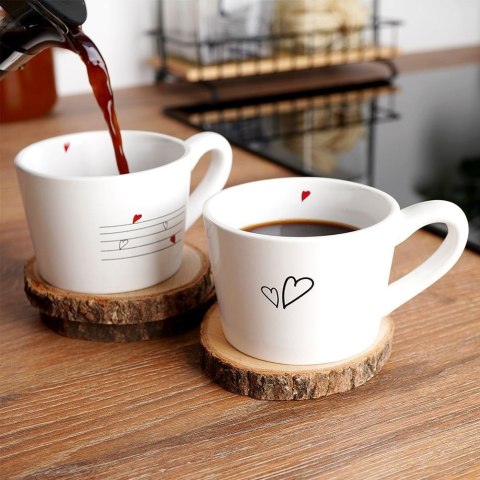 Kubki / filiżanki z uchem ceramiczne białe SERDUSZKA zestaw 2 szt. 210 ml Kubki / filiżanki z uchem ceramiczne białe SERDUSZKA zestaw 2 szt. 210 ml
