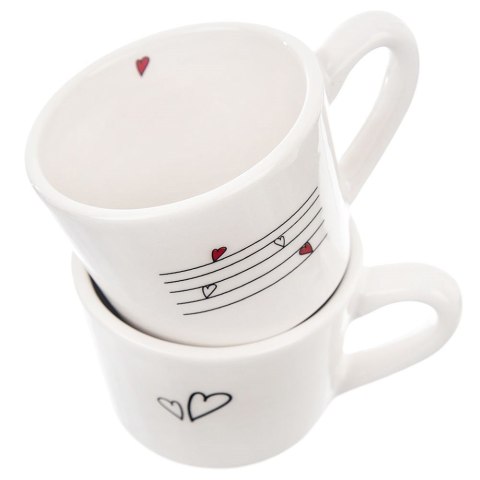 Kubki / filiżanki z uchem ceramiczne białe SERDUSZKA zestaw 2 szt. 210 ml Kubki / filiżanki z uchem ceramiczne białe SERDUSZKA zestaw 2 szt. 210 ml
