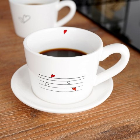Kubki / filiżanki z uchem ceramiczne białe SERDUSZKA zestaw 2 szt. 210 ml Kubki / filiżanki z uchem ceramiczne białe SERDUSZKA zestaw 2 szt. 210 ml
