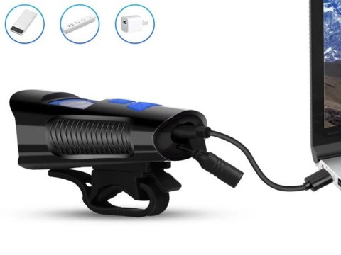 Lampka rowerowa przednia tylna led licznik km klakson dzwonek głośny 3w1 Lampka rowerowa przednia tylna led licznik km klakson dzwonek głośny 3w1