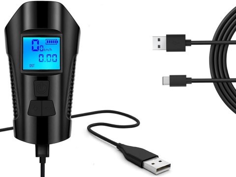 Lampka rowerowa przednia tylna led licznik km klakson dzwonek głośny 3w1 Lampka rowerowa przednia tylna led licznik km klakson dzwonek głośny 3w1