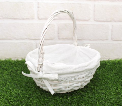 Kosz wiklinowy z materiałem 20 x 20 x 10cm BIAŁY CR19102-F-WH Kosz wiklinowy z materiałem 20 x 20 x 10cm BIAŁY CR19102-F-WH