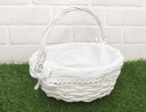 Kosz wiklinowy z materiałem 24 x 24 x 11cm BIAŁY CR19102-F-WH1 Kosz wiklinowy z materiałem 24 x 24 x 11cm BIAŁY CR19102-F-WH1