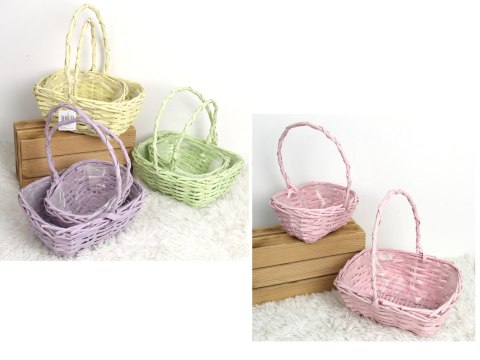 Kosz wiklinowy pastelowy z folią 2szt. mix kolor CR2066-MIX Kosz wiklinowy pastelowy z folią 2szt. mix kolor CR2066-MIX