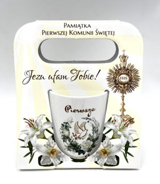 Kubek komunijny gołąb w ozdobnym kartonie 300ml