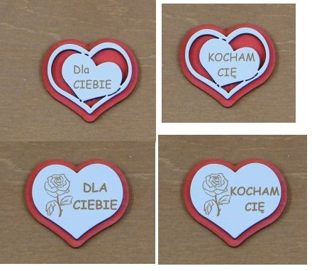 Magnesy 5szt. drewniane walentynka 5 cm. Magnesy 5szt. drewniane walentynka 5 cm.