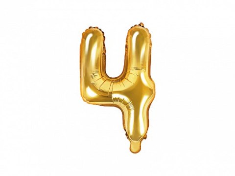 Balon foliowy 35cm cyfra ''4'' złoto | FB10M-4-019 Balon foliowy 35cm cyfra ''4'' złoto | FB10M-4-019