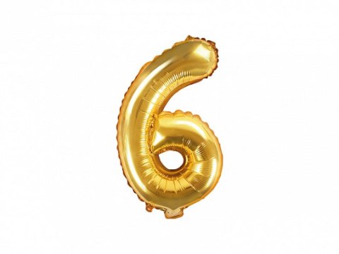 Balon foliowy 35cm cyfra ''6'' złoto | FB10M-6-019 Balon foliowy 35cm cyfra ''6'' złoto | FB10M-6-019